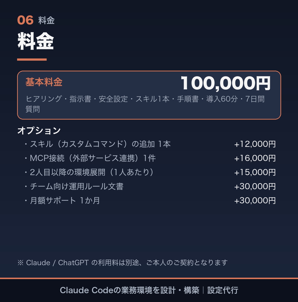 Claude Codeの業務環境を設計・構築します 業務に合わせた指示書・権限・手順を一緒に整えます イメージ6