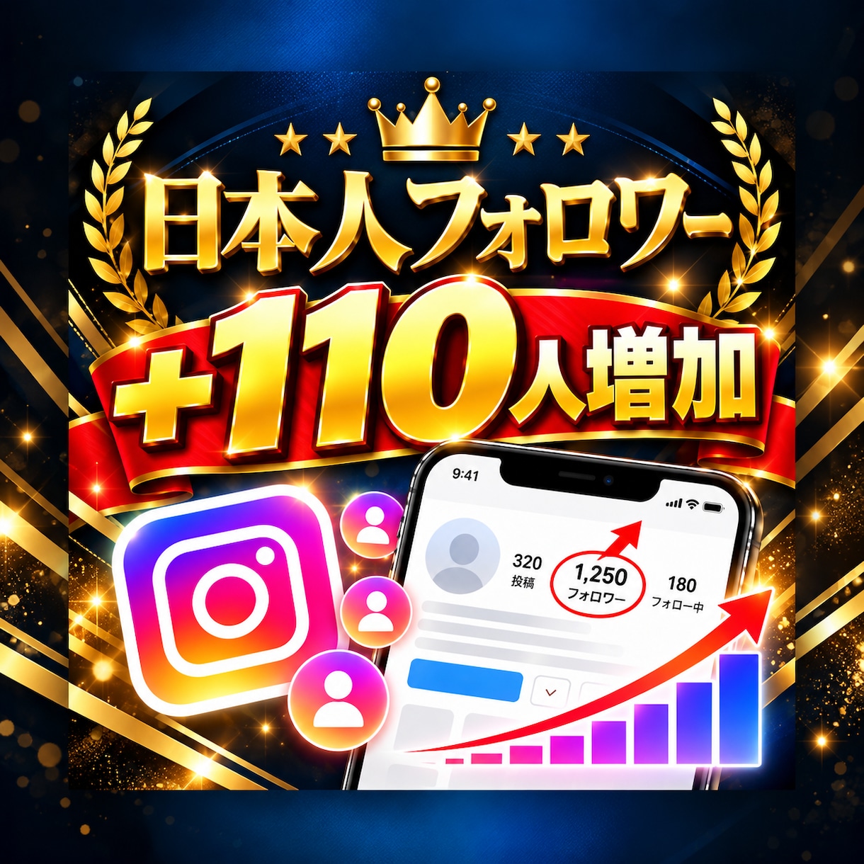 インスタ日本人フォロワーを110人増やします 【先着10名様 500円引き！】出品記念でお得ですよ！ イメージ1