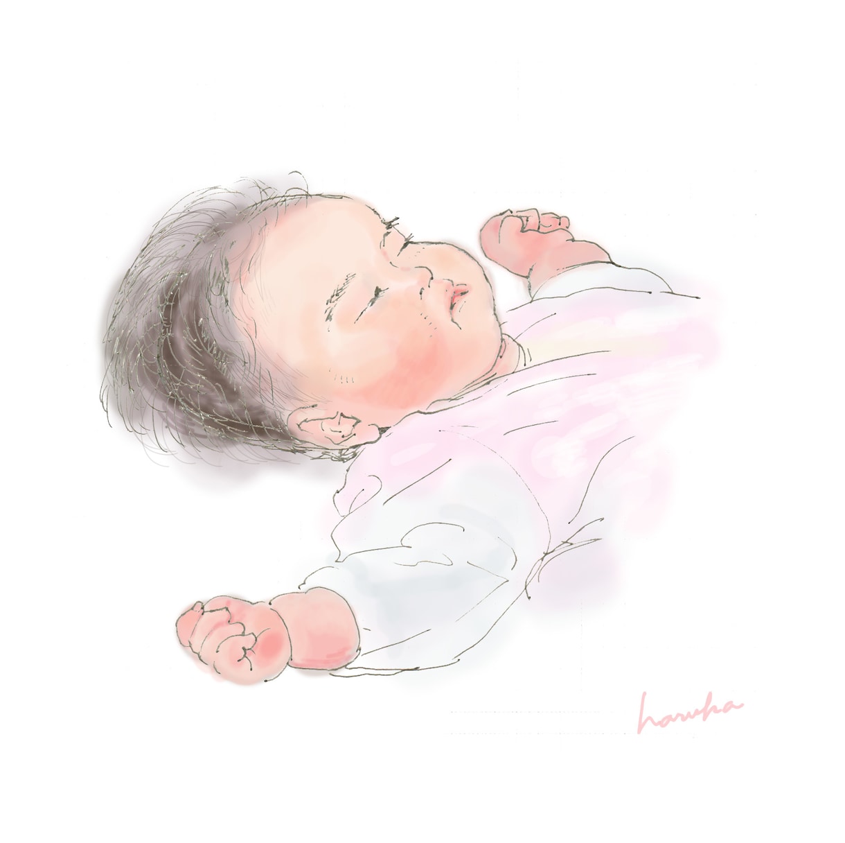 ふんわりかわいい【赤ちゃん似顔絵】を描きます 写真をもとに、記念日や成長記録用のイラストをお描きましす。 イメージ2