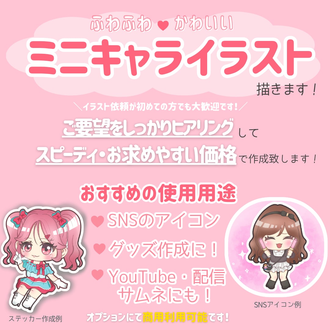 かわいいミニキャラ描きます アイコン·グッズ作成、配信やサムネなどに！ イメージ2