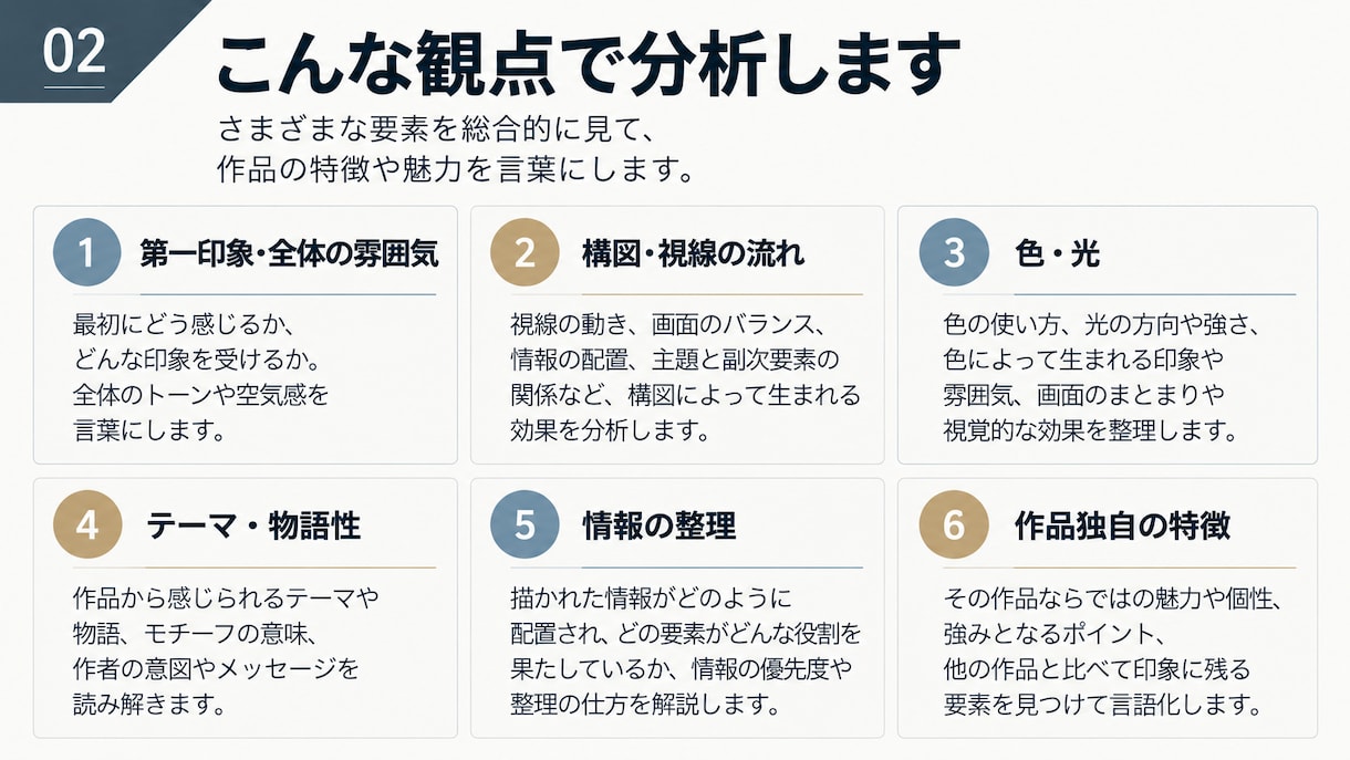 あなたのイラストを第三者視点から分析・言語化します この絵の何が面白いの？を構図・テーマ・見せ方から言葉にします イメージ2