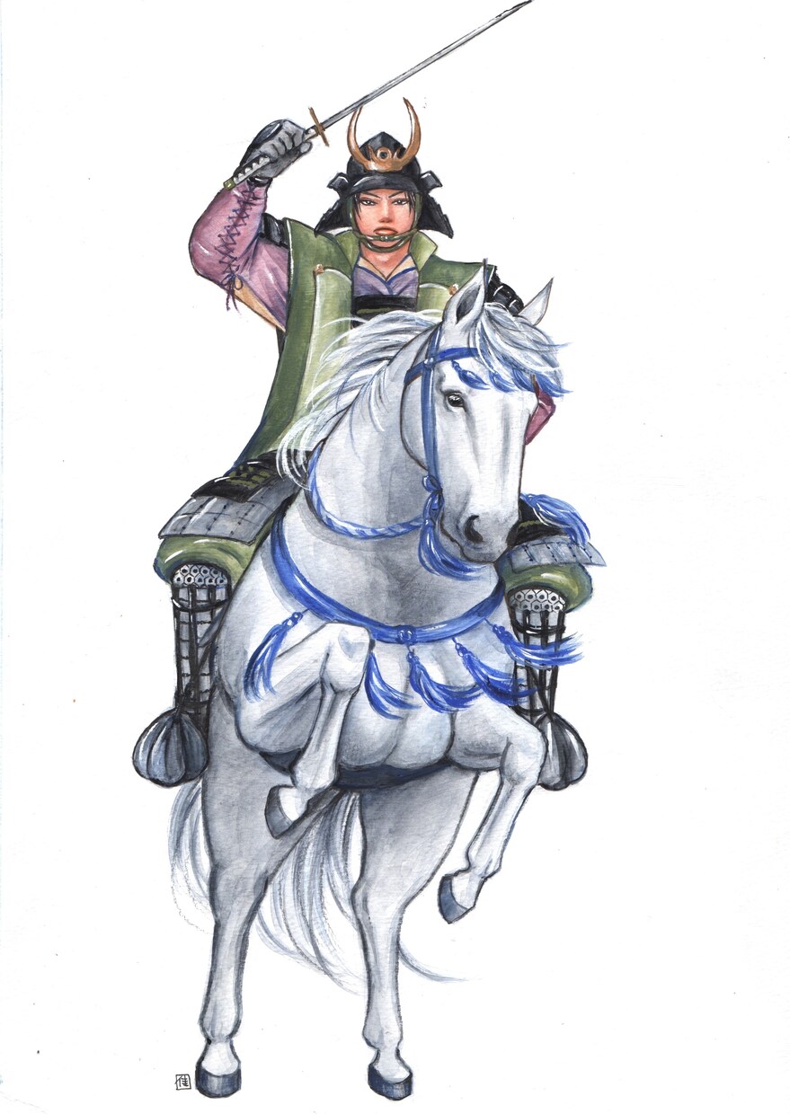侍、戦国武将のイラスト描きます ややリアルタッチのアナログ手描きです。馬付きも可能です。 イメージ7