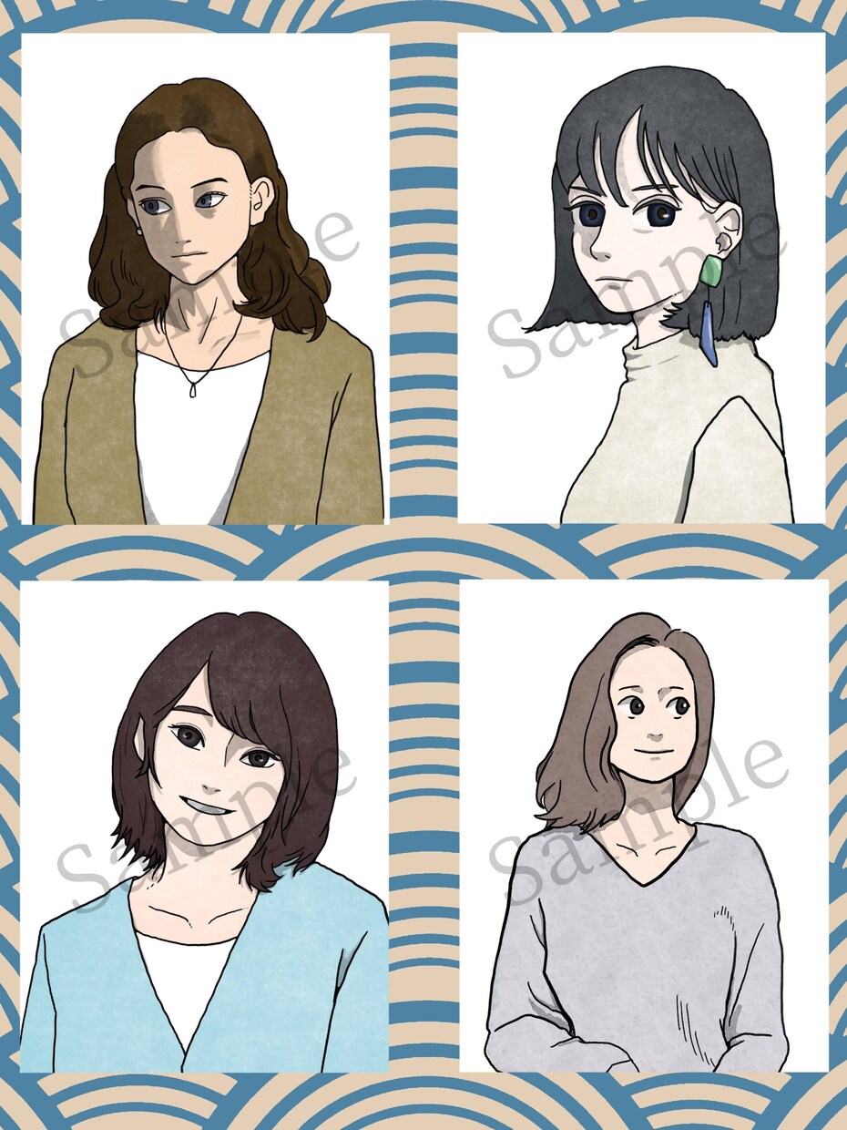 女性のアイコン・イラスト描きます 水彩タッチの着彩で一味違ったイラスト・アイコンを描きます イメージ6