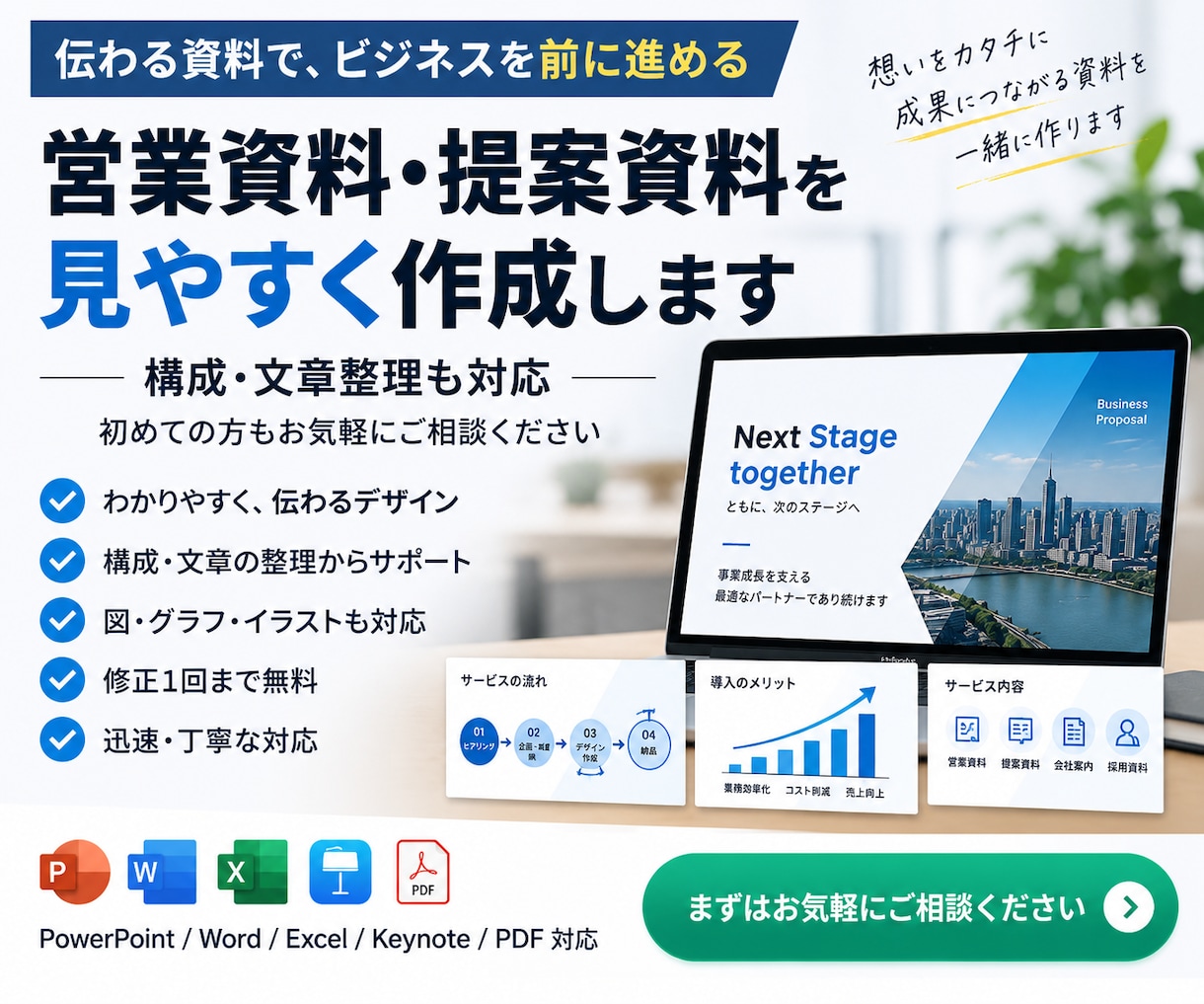 見やすく伝わる営業資料作成します 見やすくて伝わる営業資料に整えます。 イメージ1