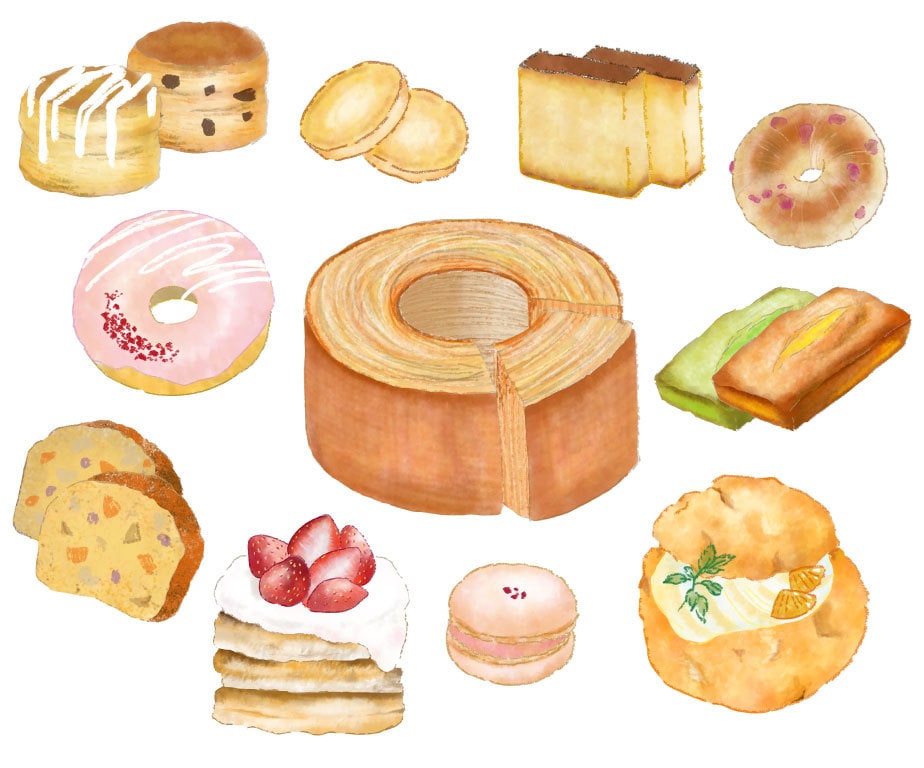 スイーツやパンなどの温かみのあるイラストを描きます 挿絵やチラシ、ロゴなどお好きにお使いいただけます イメージ1