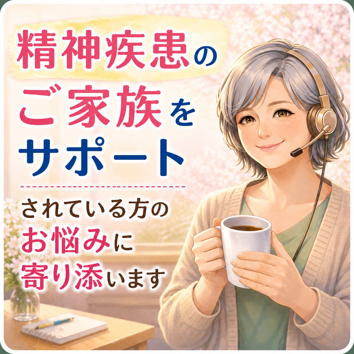 ご家族をサポートされている方のお悩みに寄り添います 大切な人が精神疾患や心の病で支えている中でほっとした時間を イメージ4