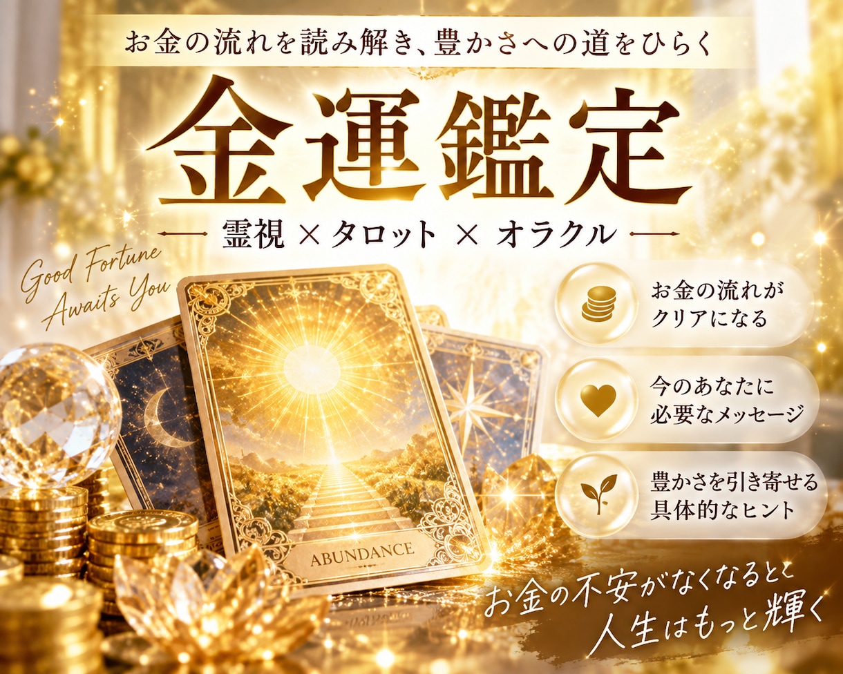 金運・財運｜お金が貯まらない原因を霊視鑑定します 金運・財運・収入・貯金・臨時収入を霊視タロット鑑定いたします イメージ2