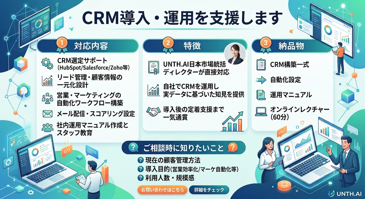 CRM導入と運用支援をします 顧客管理を一元化し、営業・マーケを自動化します イメージ1