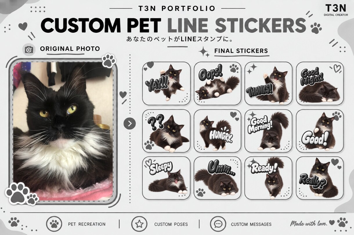 ペットの写真からLINEスタンプを制作します 大切なうちの子を、かわいいLINEスタンプに！ イメージ4