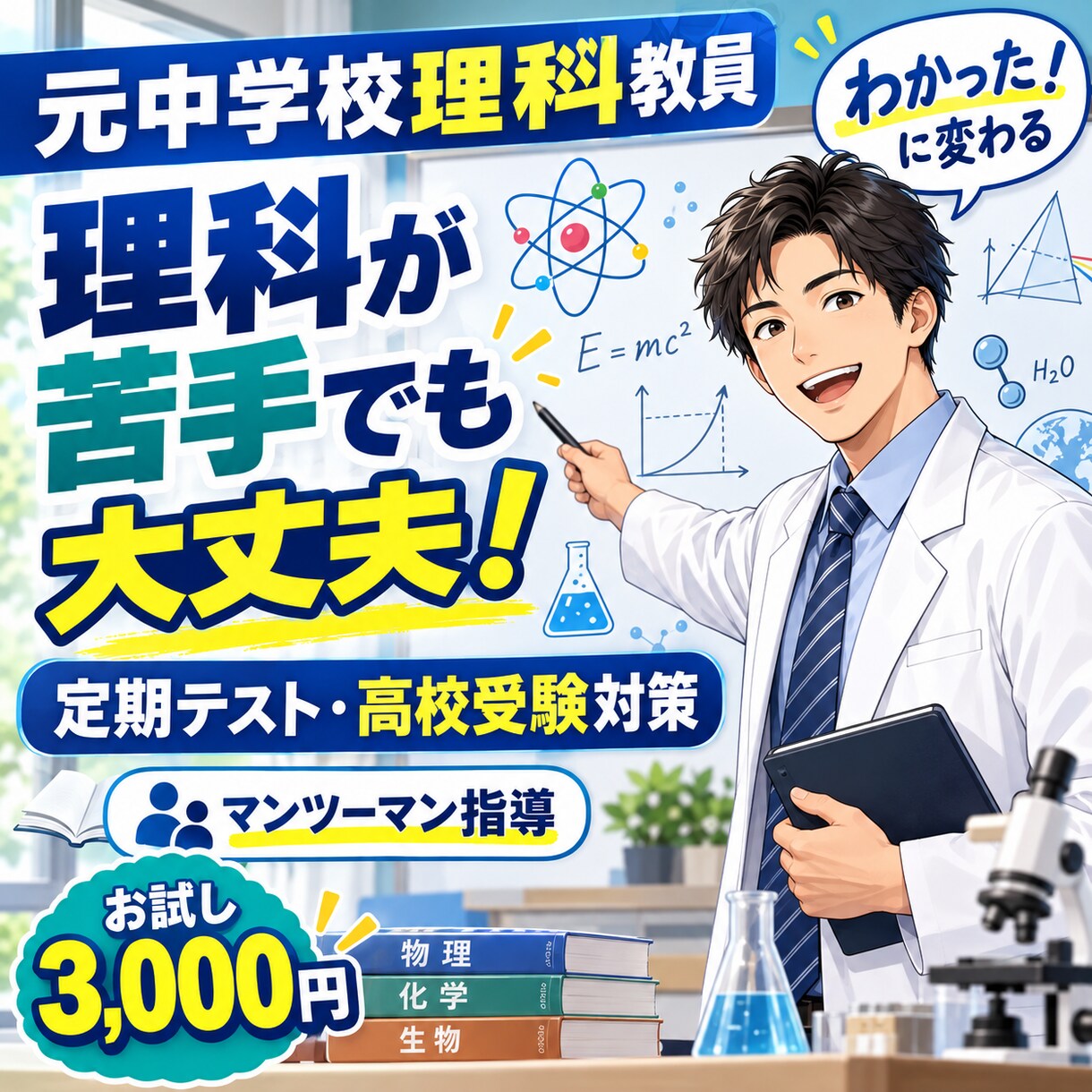 理科の偏差値60目指して丁寧に教えます 理科が「暗記」から「理解」に変わる授業、インスタも活動中 イメージ1