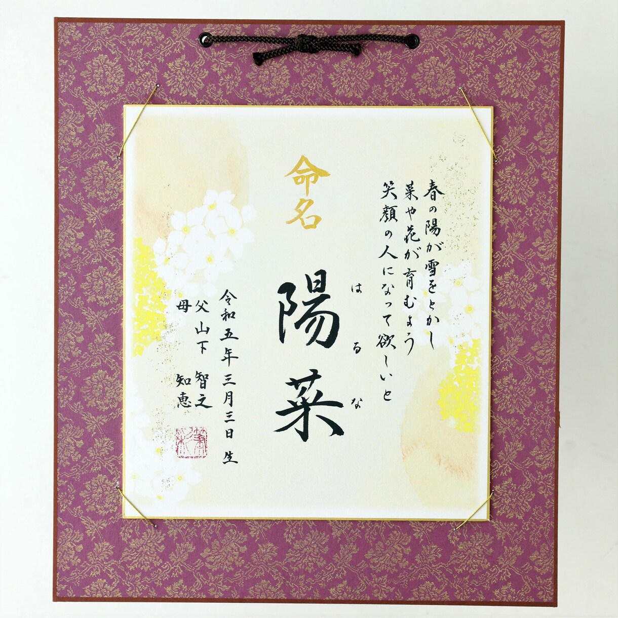 新規出店：「命名色紙」書道師範が心を込め揮毫します オリジナル色紙（あんずの想い）使用、（額、送料無料） イメージ6