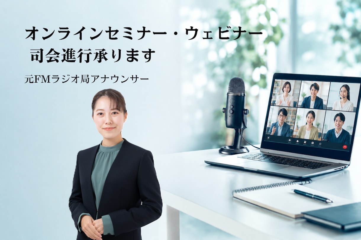 元ラジオ局アナ、企業オンラインイベントに対応します 元FM局アナが、オンラインセミナー・ウェビナーを進行します イメージ1