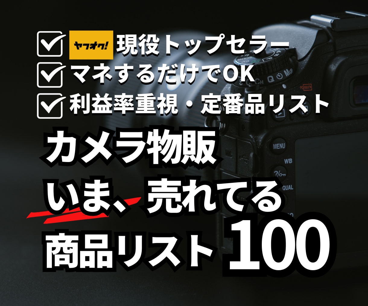 カメラ売れ筋商品をヤフオクトップセラーが教えます 【利益率重視！】実際に売れてる定番品カメラリスト100 イメージ1