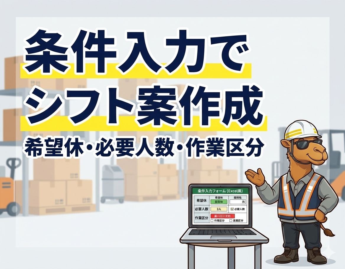 倉庫・物流現場のシフト自動作成ツールを作ります Excelでシフト案を自動作成 イメージ2