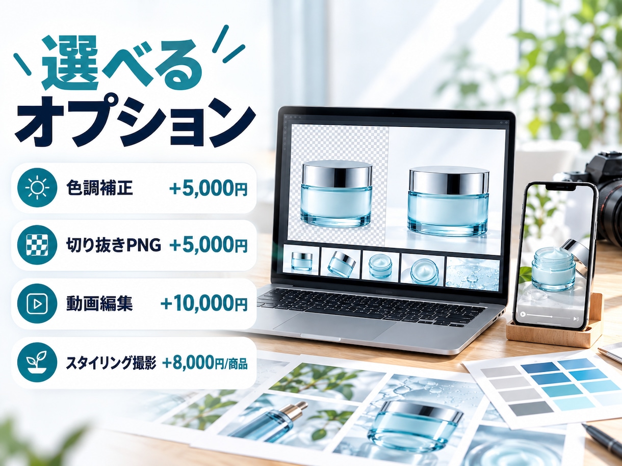 LP・広告用の商品撮影をプロが手配します 1商品2万円｜静止画50カットor動画15本を7営業日目安 イメージ5
