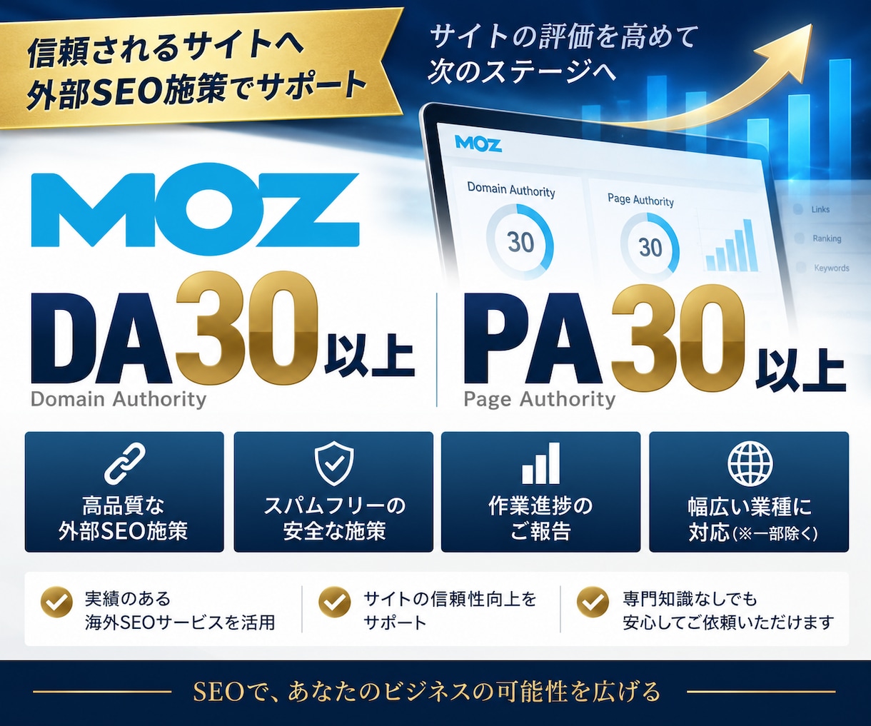 Moz DA30・PA30以上にします 外部SEO指標の改善をサポートします イメージ1