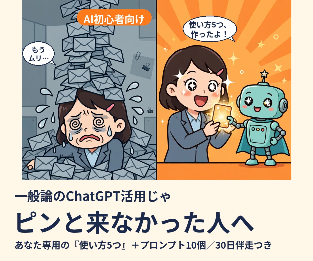 ChatGPTの使い方5つをあなた専用に作ります AI初心者向け｜初稿7日・プロンプト10個付き・30日伴走 イメージ1