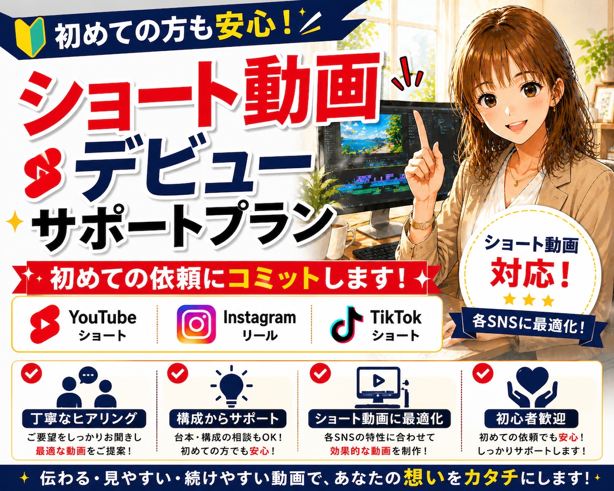 ショート動画デビューサポートします 初めて動画制作を依頼したい方！生成AIの活用法も♪ イメージ1