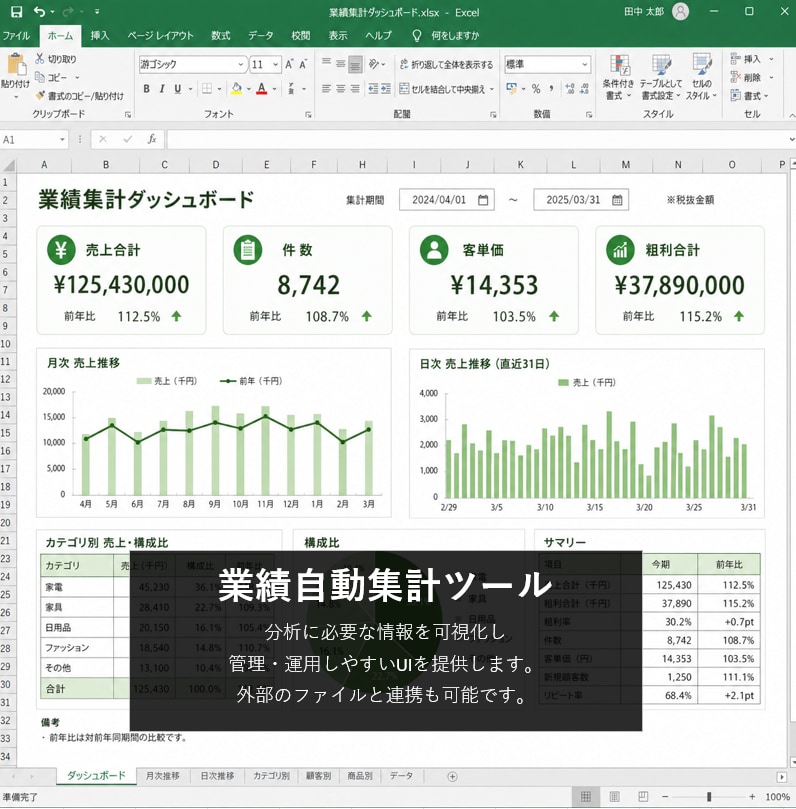 Excel・VBAで”面倒な作業”を自動化します 転記・集計・CSV処理をワンクリック化 イメージ5