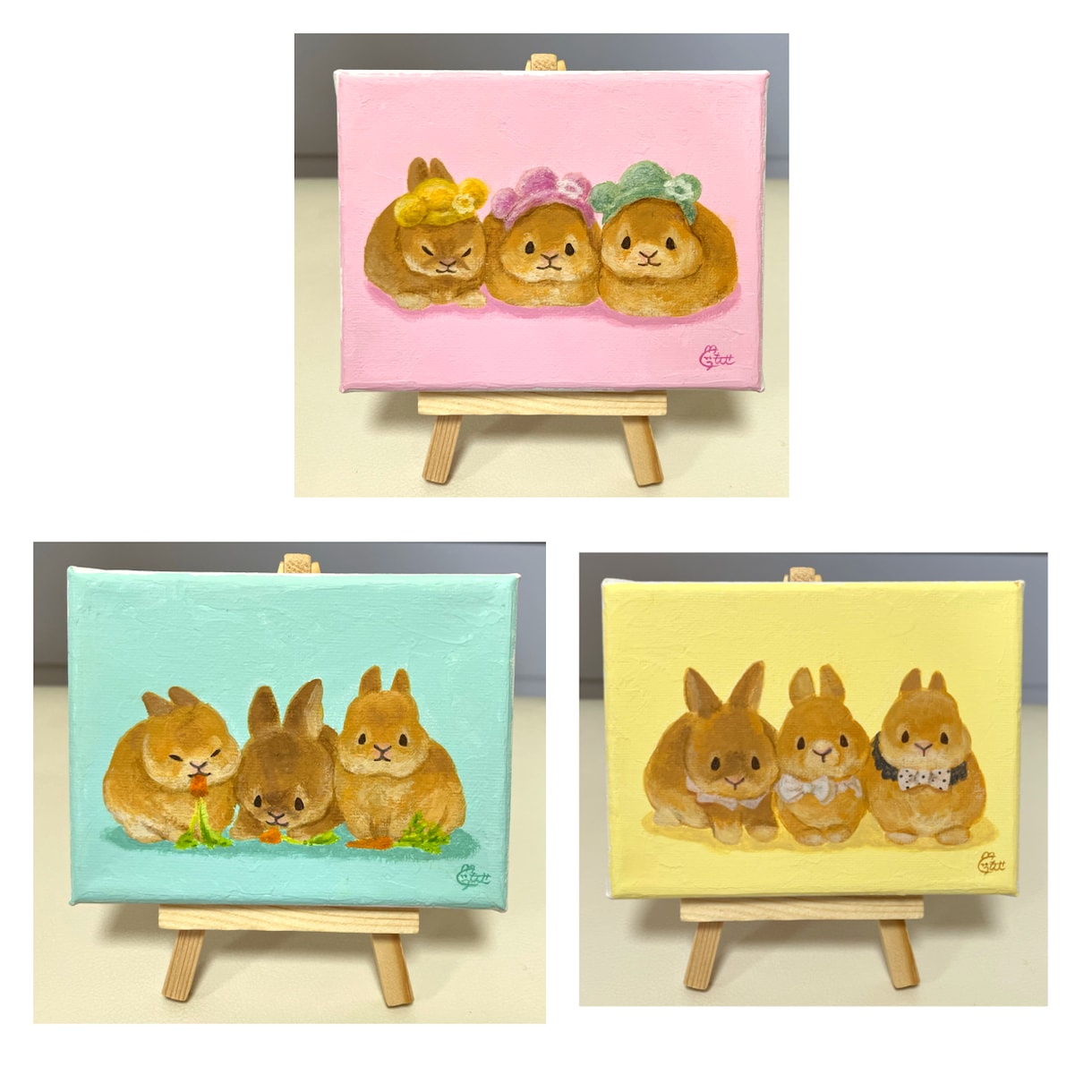 あなたのペットをゆるかわいいミニ原画にします うちの子がキャンバスの絵画に！イーゼル付きですぐに飾れます イメージ8