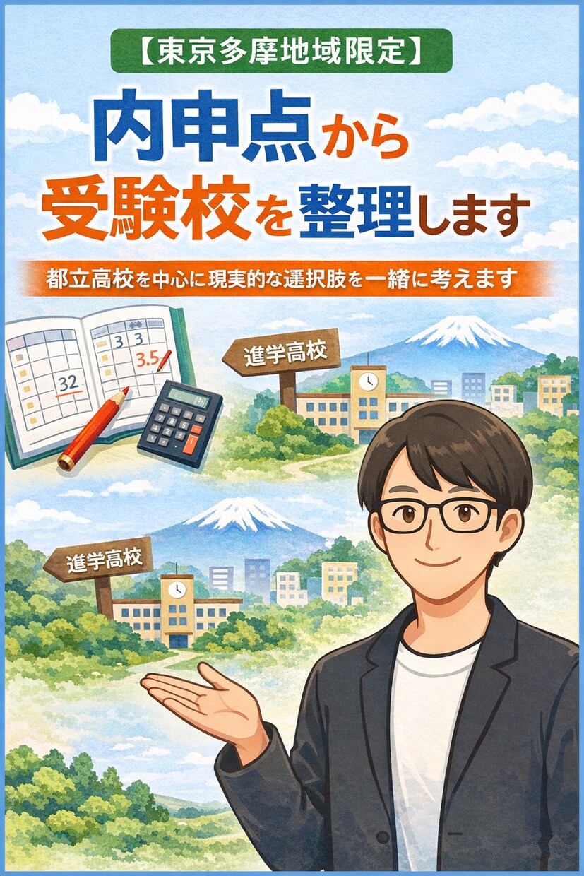 東京多摩地域限定★内申点から受験校を整理します 都立高校を中心に現実的な選択肢を一緒に考えます イメージ1
