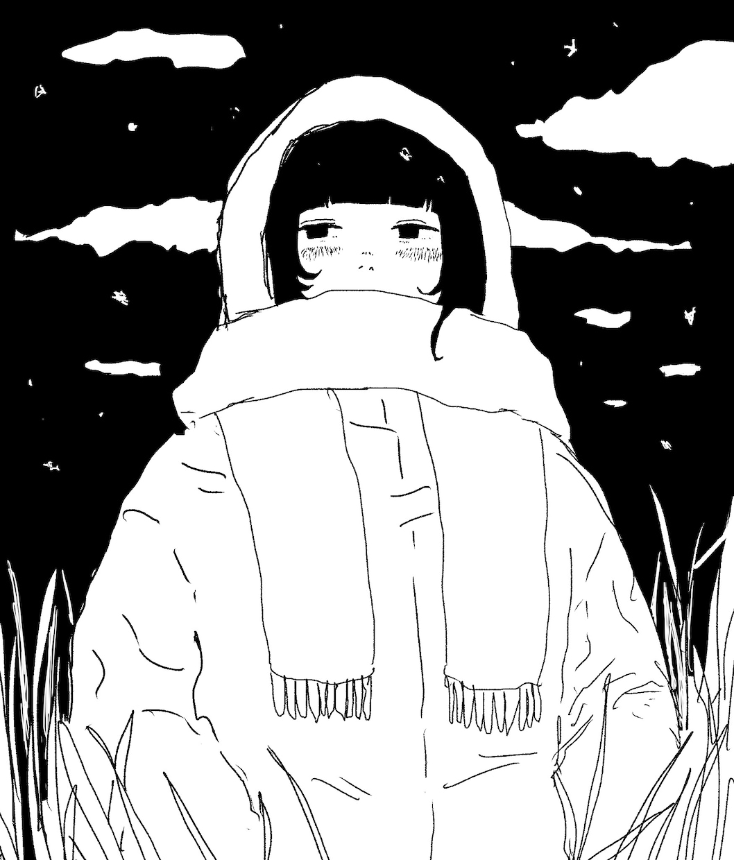 ゆるいモノクロイラスト描きます SNSアイコン・動画用・一枚絵・挿絵など ◎商用OK イメージ1