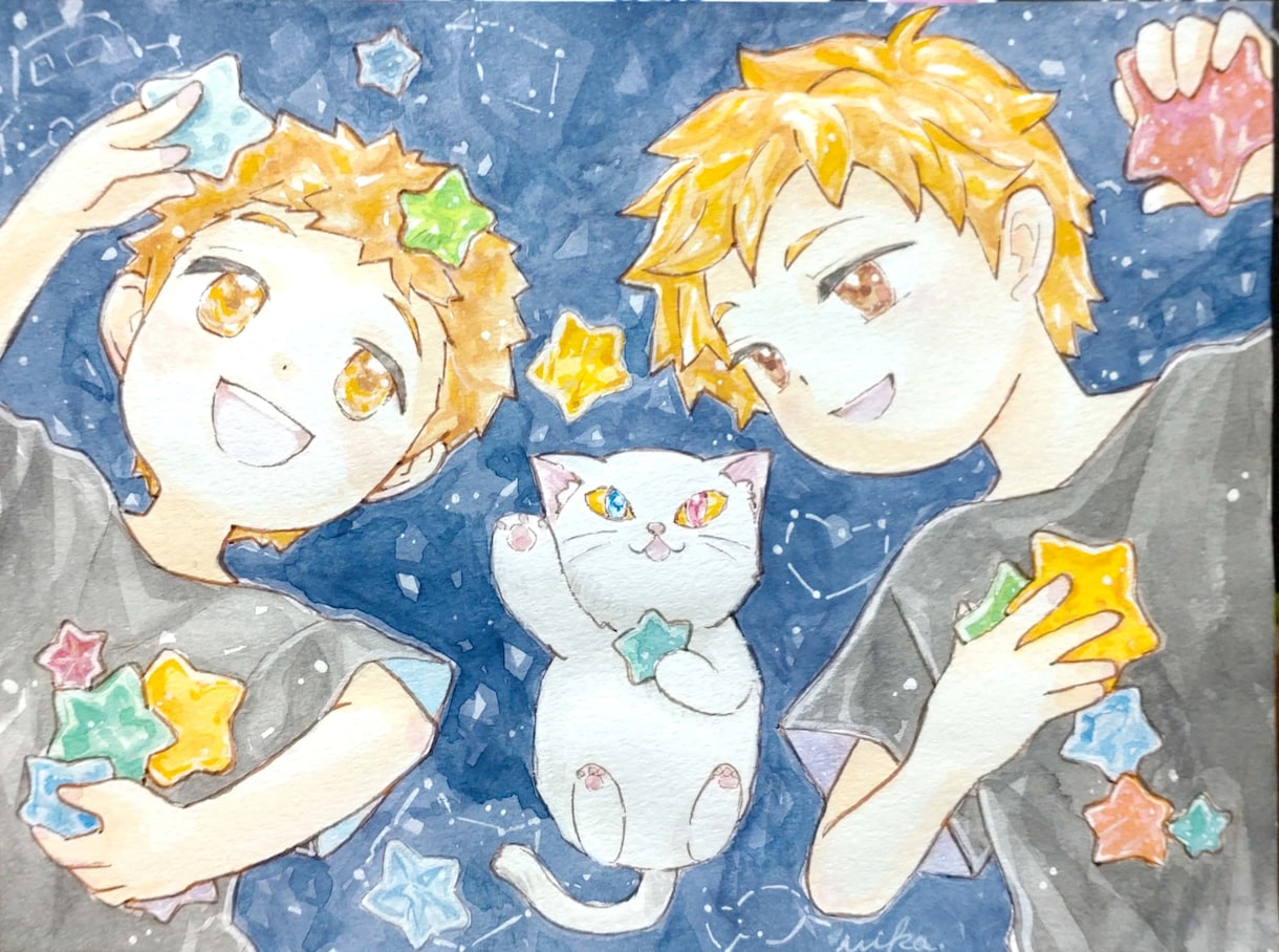 ポストカードサイズの用紙にイラストお描きします ふんわり柔らかいタッチで手描きイラストを作成します。 イメージ3