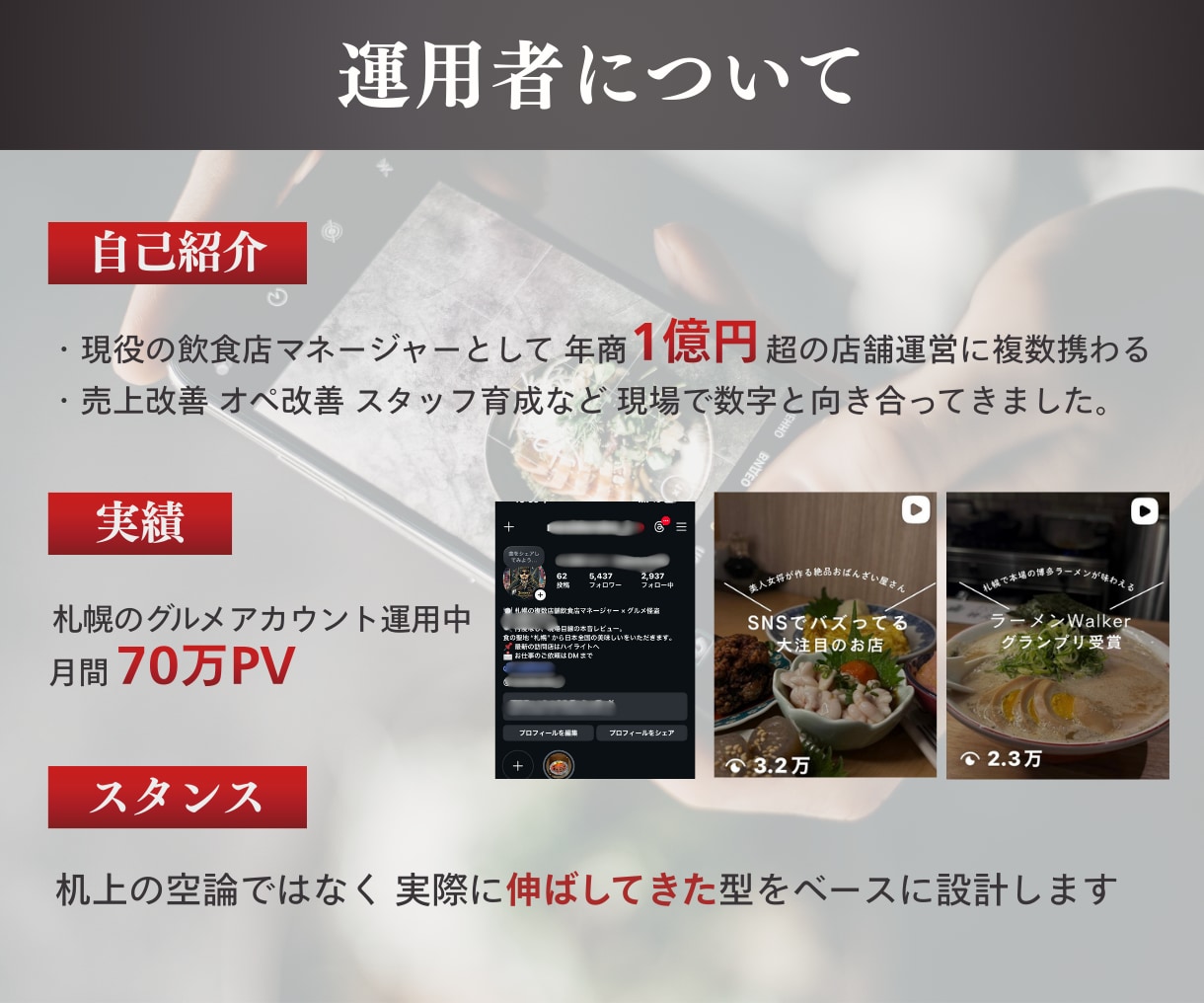 飲食店特化！Instagramを立ち上げます 現役飲食店マネージャーと進める！食に特化した立ち上げ代行！ イメージ6
