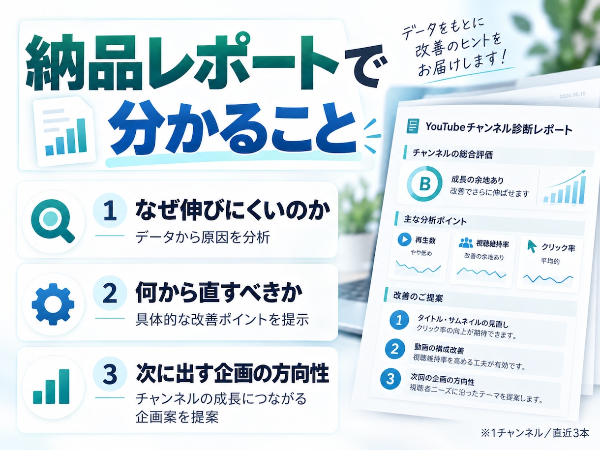 登録者30万人の経験からYouTubeを診断します 累計1.3億回超の実運営経験で改善点を具体化 イメージ5