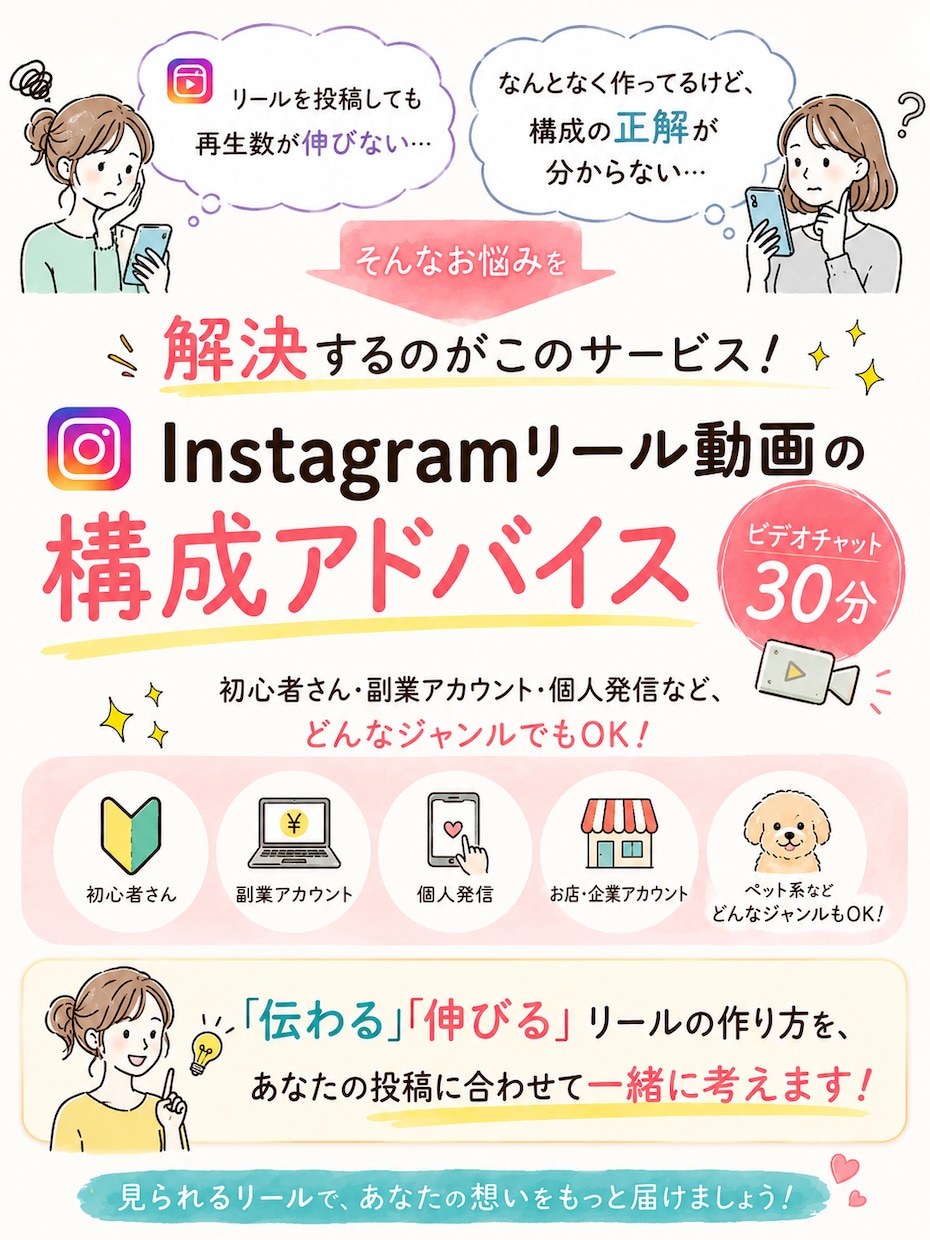 Instagramリール添削伸びない原因改善します SNS運用のプロがバズるリールの構成教えます！ イメージ2