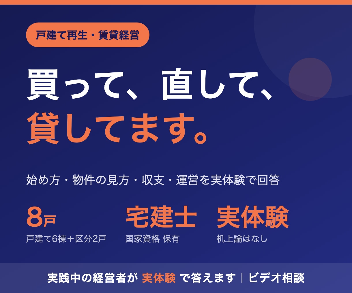 戸建て再生・賃貸経営の始め方を教えます ８戸。買って直して貸すを実践する経営者が答えます イメージ1