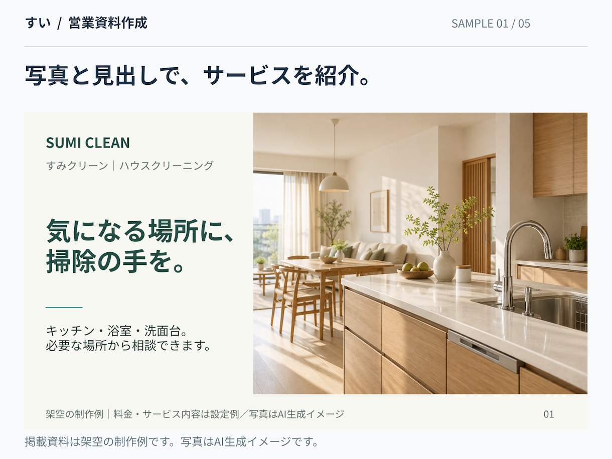 原稿から伝わる営業資料を5枚作成します 個人事業主・小規模企業向け。営業経験を生かして構成 イメージ2