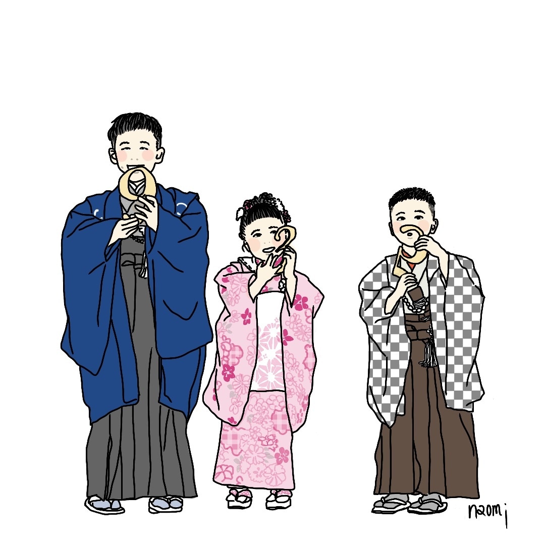 思い出写真をおしゃれな似顔絵イラストにします 表情 服装変更OK こどもの成長記録 記念日のお祝いなど◎ イメージ2