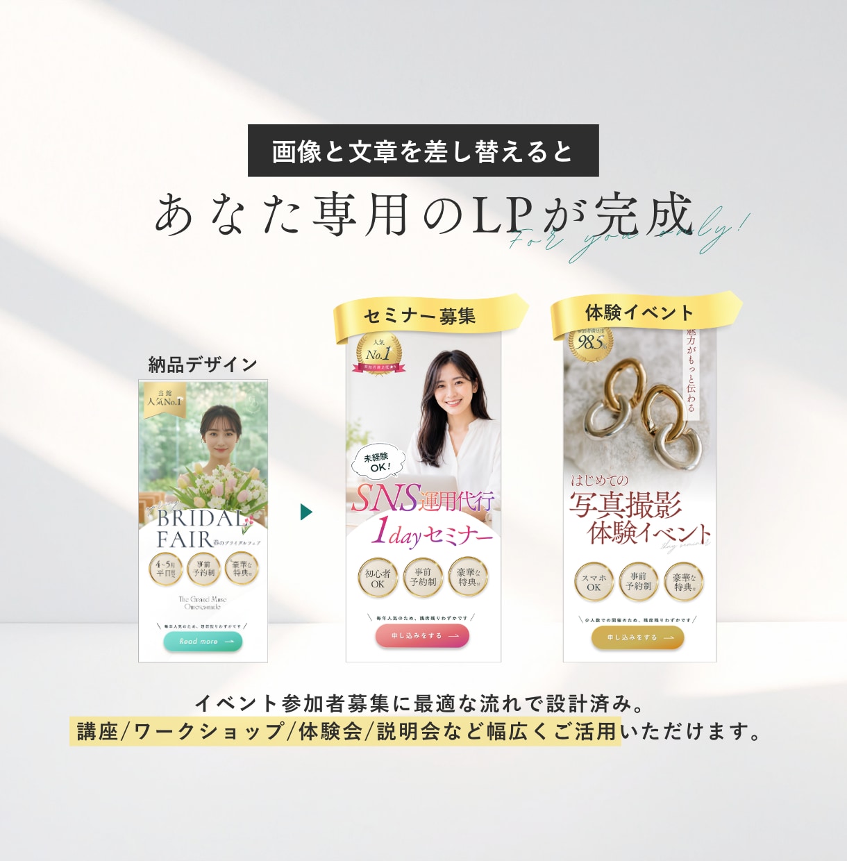 Canvaで作るLP制作トータルセットを販売します 【イベント/体験会募集ver】AIでLP原稿を作れるガイド付 イメージ4