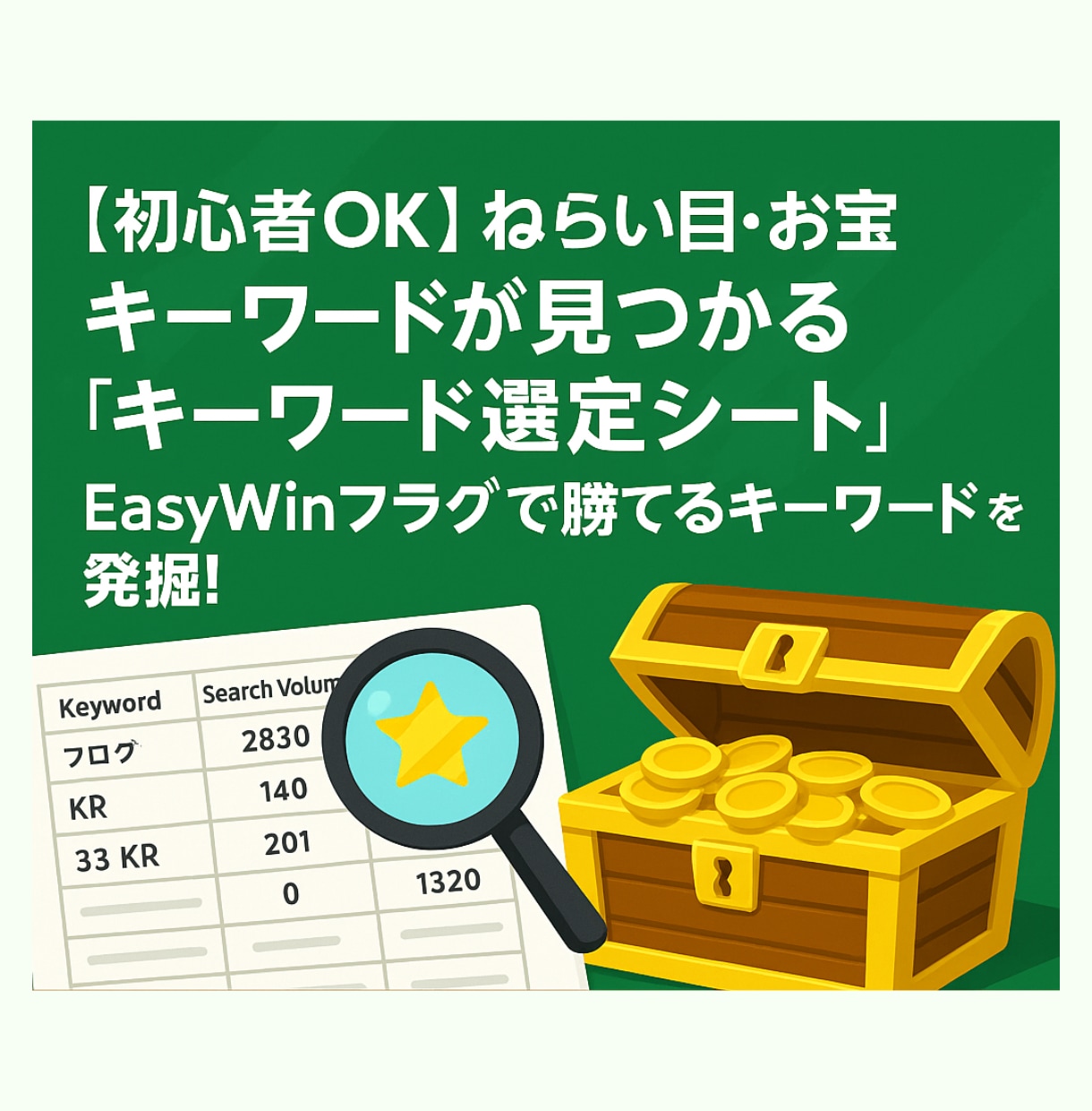 狙えるキーワードだけに絞った一覧を作ります 例「ブログ」918語を調査し、狙える107語を判定 イメージ4