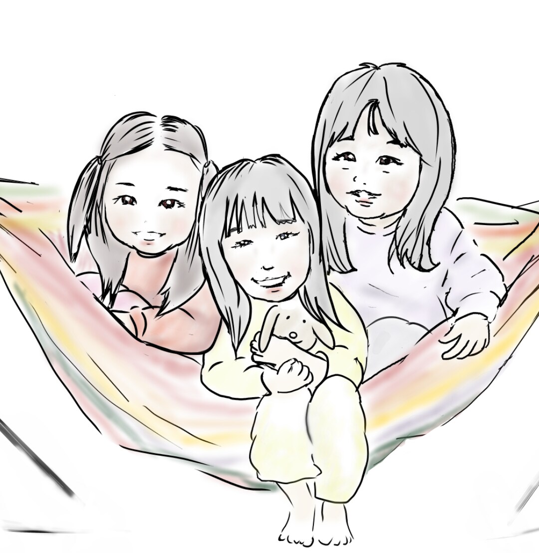 思い出の家族写真を温かいイラストにします 思い出写真をあったかイラスト、アイコンにします イメージ1