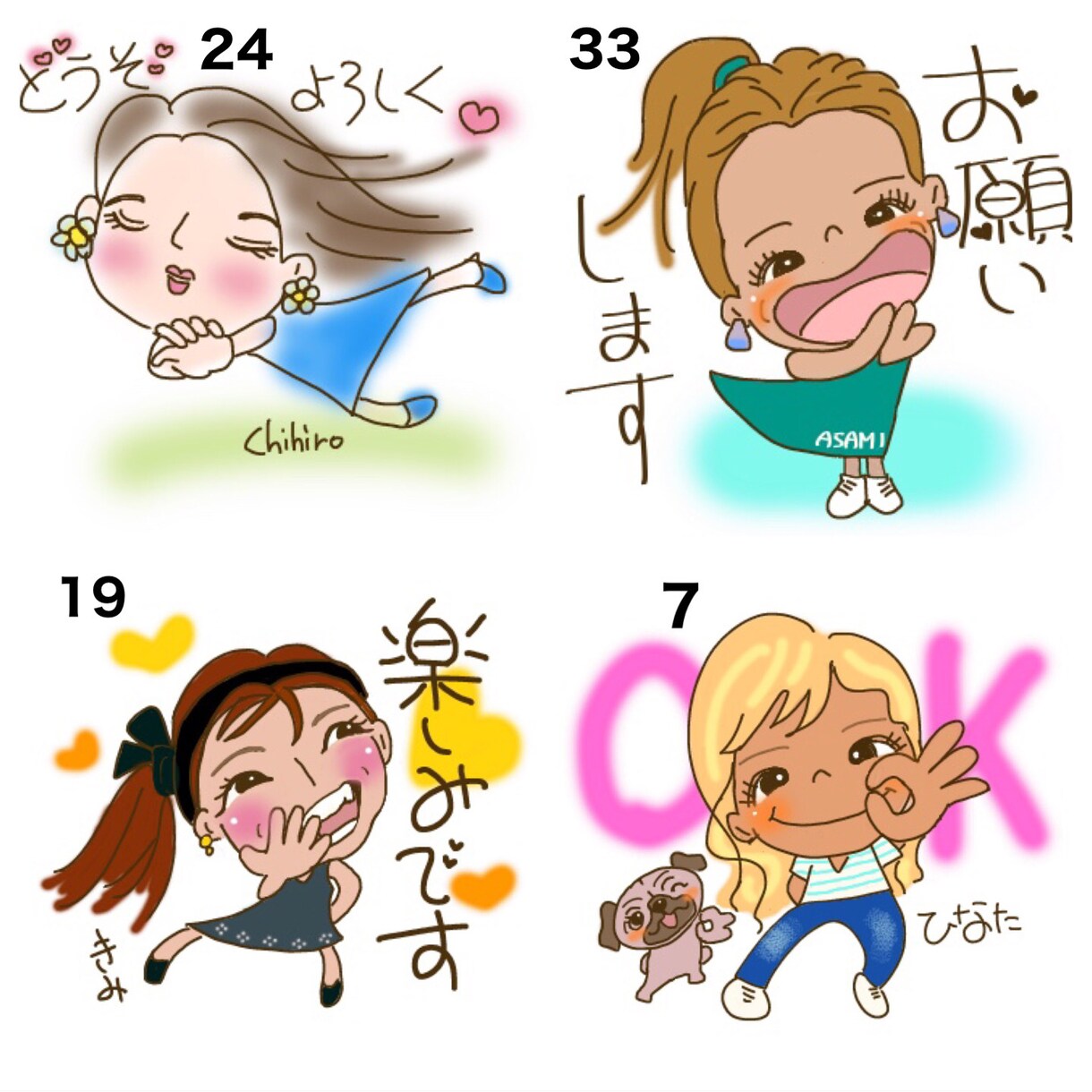 ゆるかわ似顔絵LINEスタンプ描きます 50基本ポーズからオリジナル完成(アイコン含)修正無制限 イメージ5
