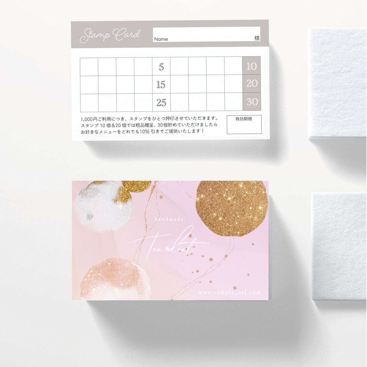 繊細な柄の両面ポイントカード／メニュー表作成します 送料無料で、完成品100枚をお届けします(※データ譲渡なし) イメージ3