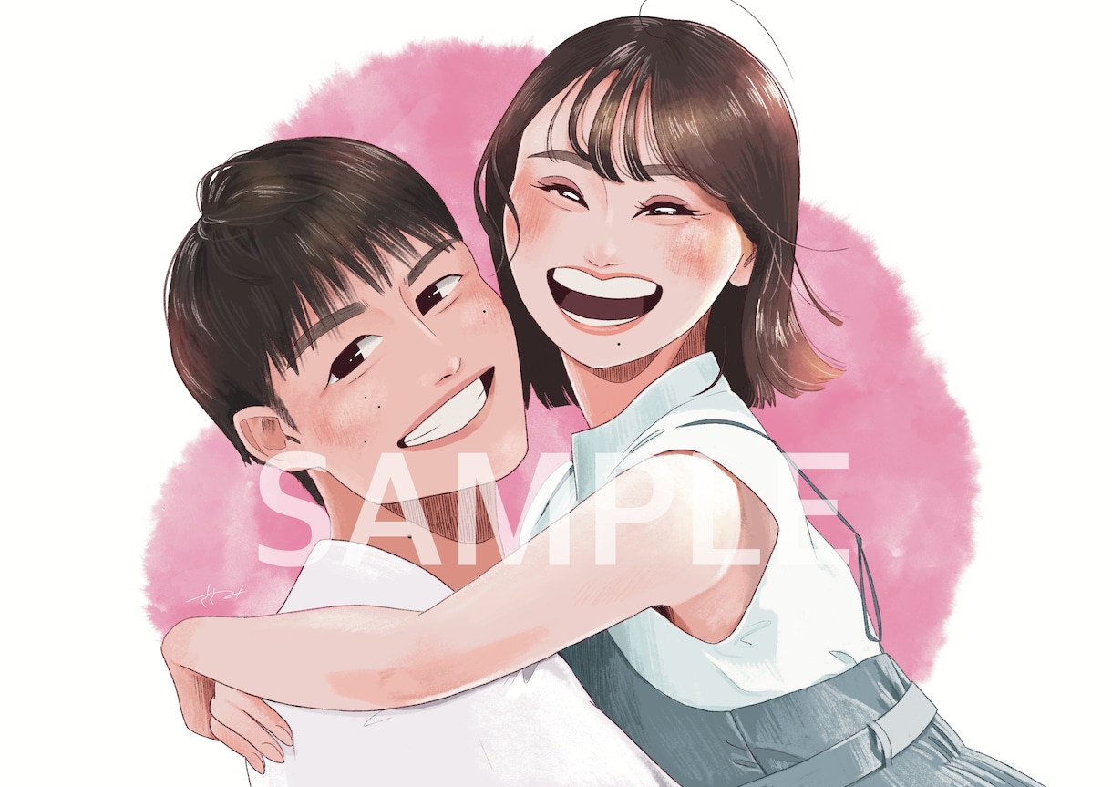 似顔絵でウェルカムボードを作成します お二人の表情から伝わる魅力を再現！カラフルに思い出を彩ります イメージ1