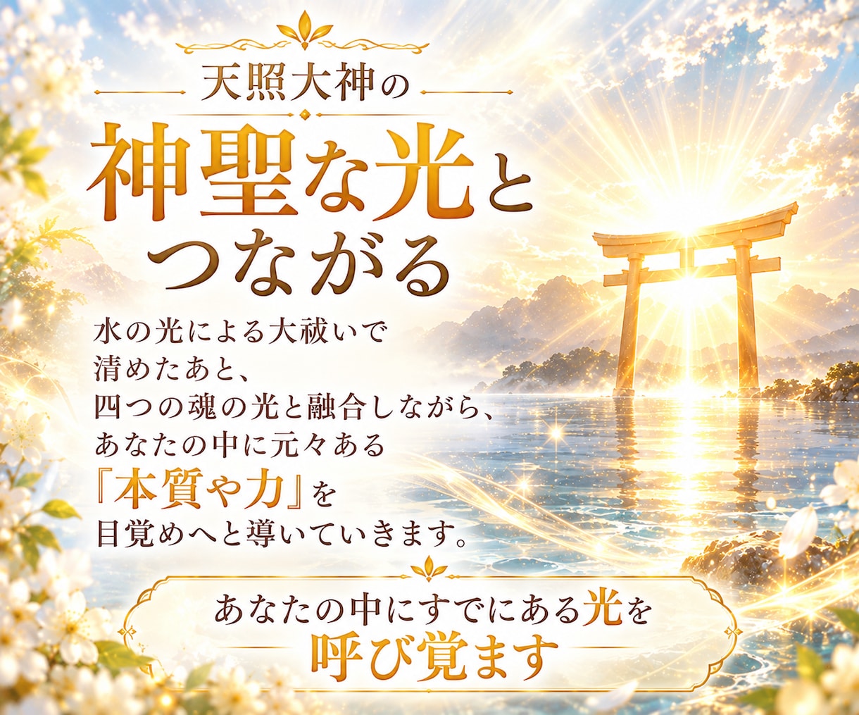 天照大神の光で本来の輝きを呼び覚まします 神聖な光で清め、あなたの中に眠る本来の力をひらきます イメージ3