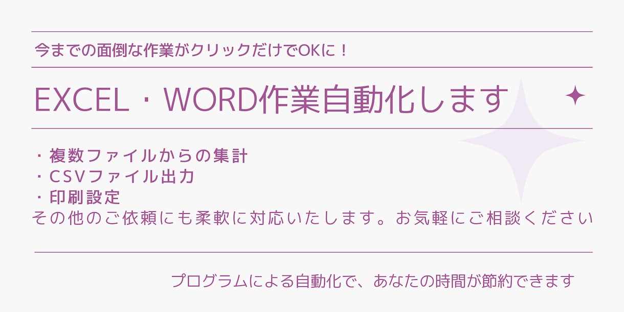 Excel・Word作業自動化します 今までの面倒な作業がクリックだけでOKに！ イメージ1