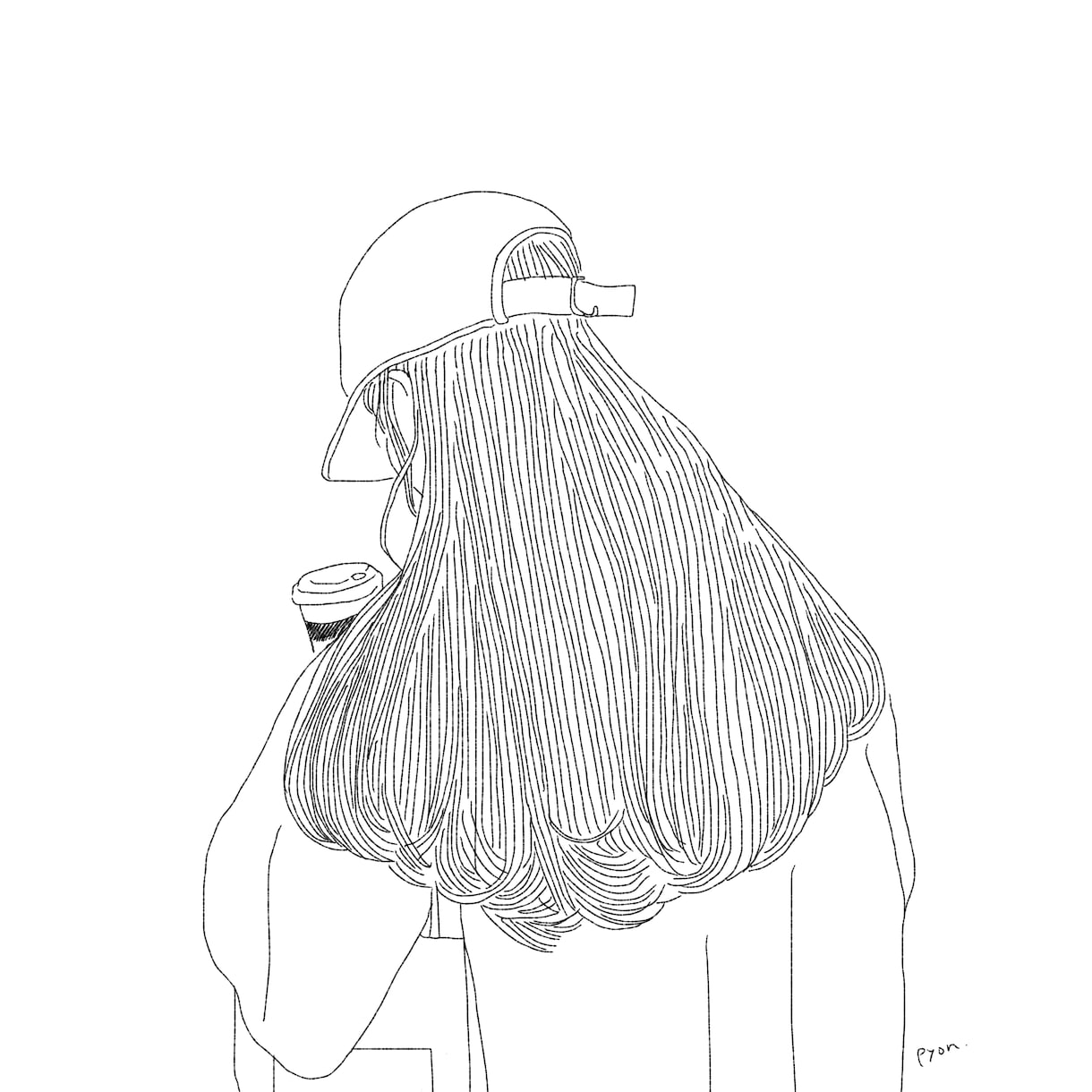 手描きのマジックペン風シンプル線画アイコン描きます 小物,カラー,肩下,名前入りの内組み合わせ4点まで無料♪ イメージ4