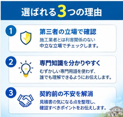 住宅工事の見積を第三者目線でチェックします 契約する前に、見積の気になる点を確認します イメージ6