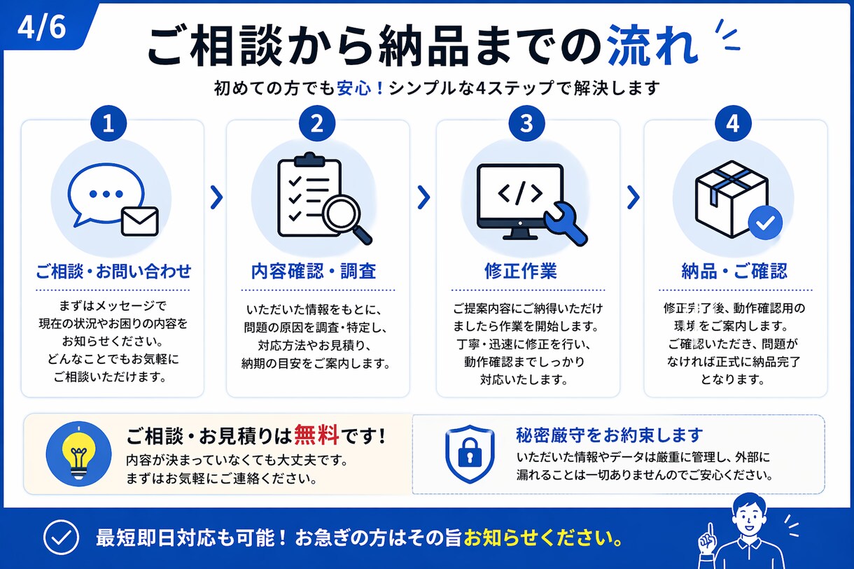 PHPエラー修正・不具合【1000円〜】対応します PHPエラー・不具合を迅速に修正します イメージ4