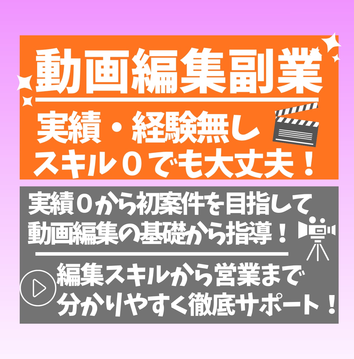 動画編集で副業をこれから始める方をサポートします 実績・経験０から編集者になった経験を活かして伴走します！ イメージ1