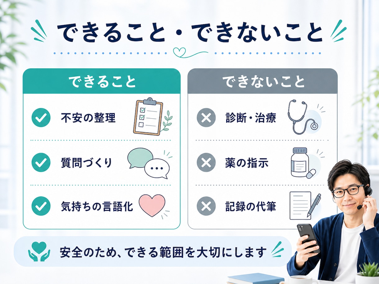 家族の介護や実習前の気持ちを、対話で整理します 家族も学生も、話して不安を整理します イメージ8