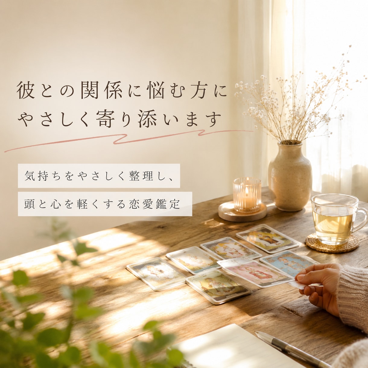 彼との関係に悩み、どうしたらいいかの気持を占います 気持ちをやさしく整理し、頭と心を軽くする恋愛鑑定 イメージ1
