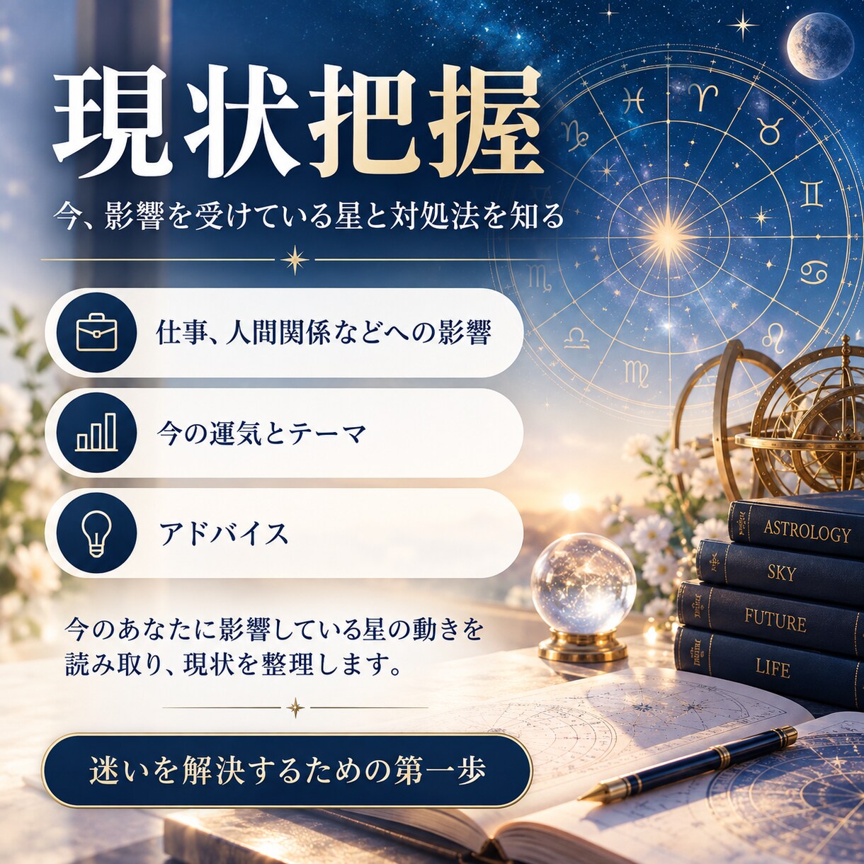 今、あなたが影響を受けている星とアドバイスを見ます 今なぜしんどいのか、星の動きから整理します イメージ1