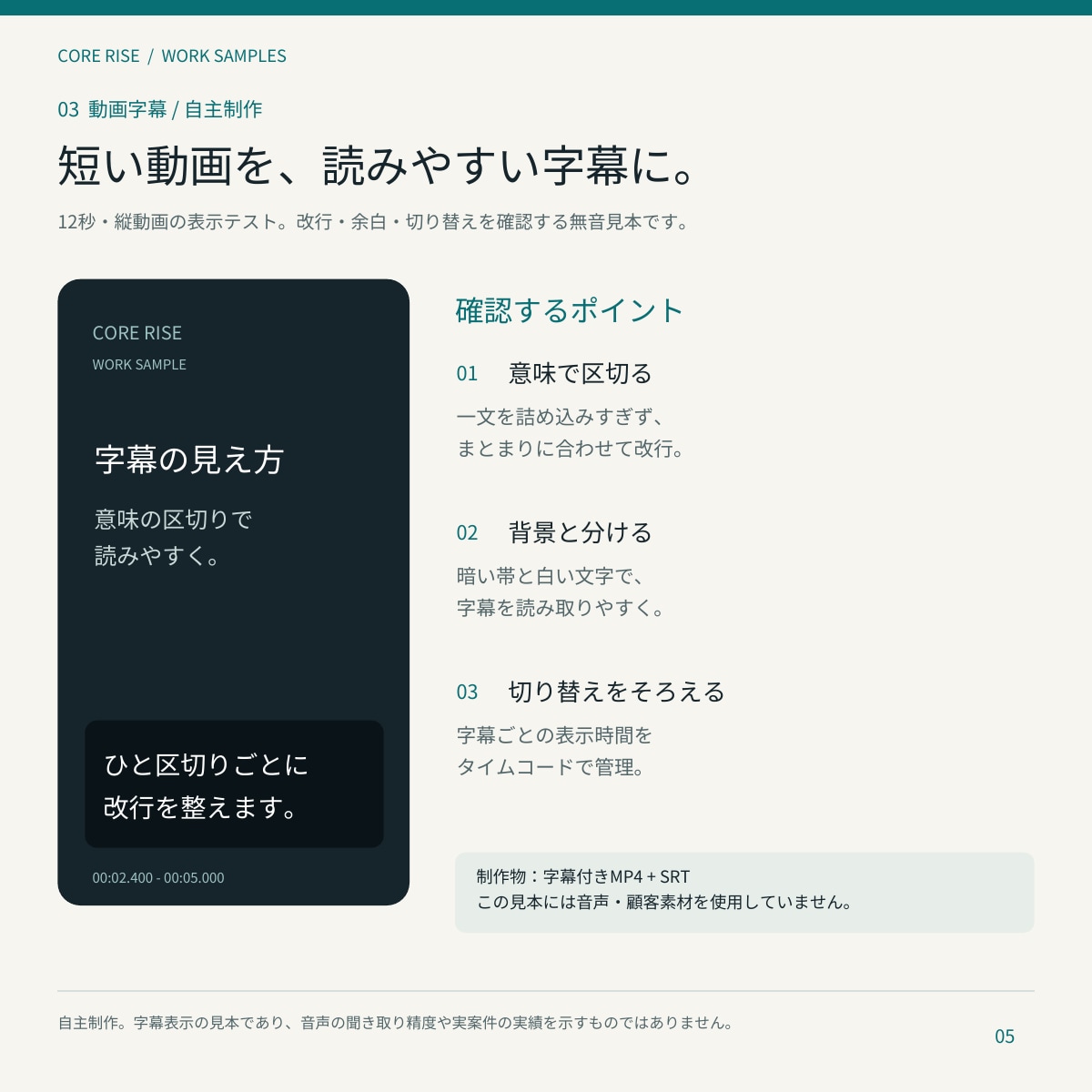 ショート動画3本まで・合計5分に字幕を入れます 文字起こし・ケバ取り・修正2回｜通常1日で納品 イメージ2