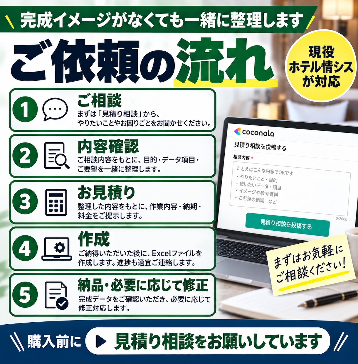 ホテル業務のExcel・VBAを自動化します 現役ホテル情シスが現場に合った仕組みを作ります イメージ7
